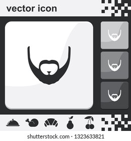 Full beard style. Beard and mustache flat set of buttons vector icon.