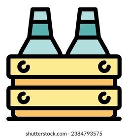 Full beer box icon outline vector. Brewery drink. Tank drink color flat