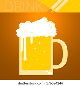 Full beer glass with bubbles vector illustration