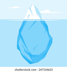 Full Big Iceberg Sea Flat Style Stock Vector Royalty Free