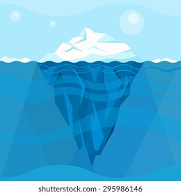 Full big iceberg in the sea, flat style illustration