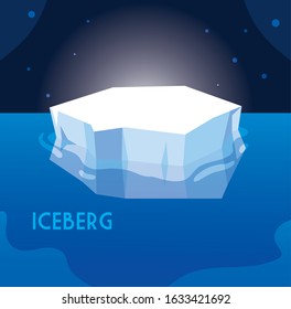 full big iceberg in the sea, north pole vector illustration design