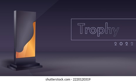 full black background glass cup vector design. audition award trophy. luxury glass trophy for the prize winners of competing auditions