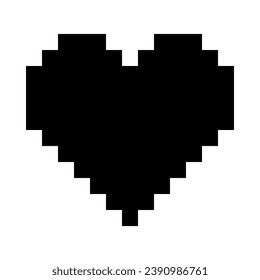Full black heart line icon. Emoji, valentine's day, relationships, love, life, health, game, treatment, applications, pixel style. Multicolored icon on white background