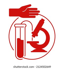 Full Blood Test - CBC Icon. Information About White And Red Cells And Concentration Of Hemoglobin And Hematocrit. Isolated Vector Illustration