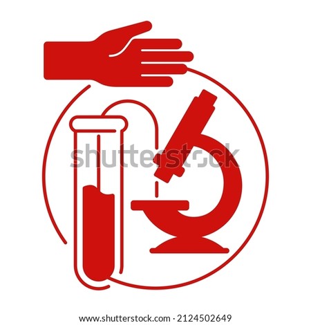 Full blood test - CBC icon. Information about white and red cells and concentration of hemoglobin and hematocrit. Isolated vector illustration