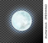 Full blue moon on the dark transparent background