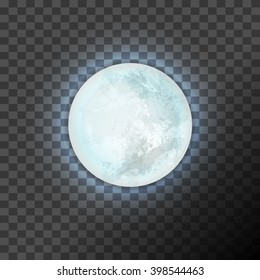 Full Blue Moon On The Dark Transparent Background