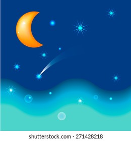 Full blue moon over cold night water vector