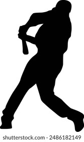 full body baseball player silhouette illustration