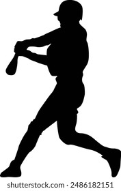 full body baseball player silhouette illustration