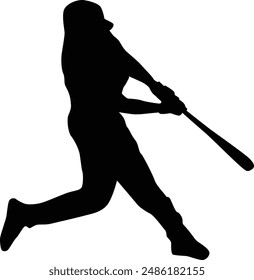 full body baseball player silhouette illustration