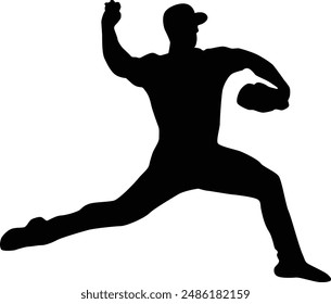 full body baseball player silhouette illustration