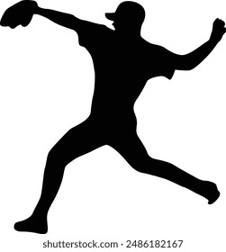 full body baseball player silhouette illustration