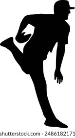 full body baseball player silhouette illustration