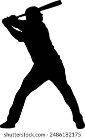 full body baseball player silhouette illustration