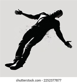 todo el cuerpo del hombre negro que está siendo levantado de su posición, brazos detrás de él y brazos abajo, silueta