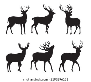 Full body deer silhouette vector, deer illustration