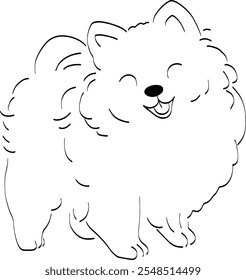 Full Body Dog Line Art Icon. Vector Hand Drawn Black Line Doodle Illustration