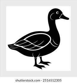 Full body duck silhouette vector illustration