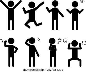 Full body emotion expression pictogram set