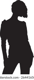 Full Body Female Silhouette with Short Hair.