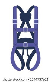 Cablagem de corpo inteiro. Correias para subir, equipamentos de trabalho, risco desportivo. Equipamento de segurança para trabalhos em altura para evitar quedas. Proteção contra quedas. Ilustração vetorial