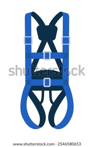 Full body harness. Rope climbing harnesses, work gear, sport risk. Safety gear of protective equipment for work at height to avoid fall. Fall protection. Vector illustration