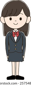 Full body of high school girl in blazer