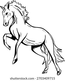 Full body horse vector image, on the pose jumping