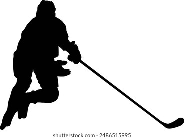 full body ice hockey player silhouette illustration