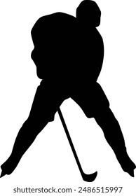 full body ice hockey player silhouette illustration