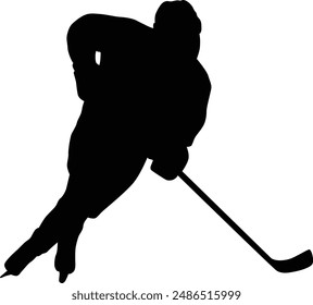 full body ice hockey player silhouette illustration