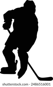 full body ice hockey player silhouette illustration