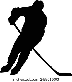 full body ice hockey player silhouette illustration