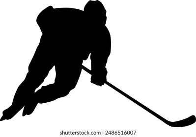 full body ice hockey player silhouette illustration