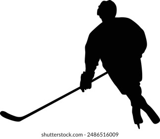 full body ice hockey player silhouette illustration