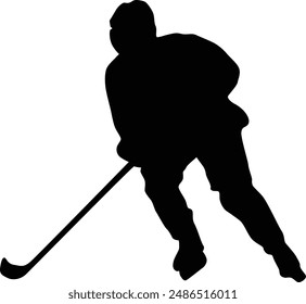 full body ice hockey player silhouette illustration