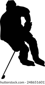 full body ice hockey player silhouette illustration