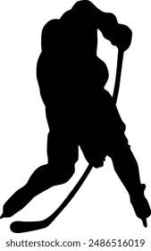 full body ice hockey player silhouette illustration