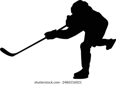 full body ice hockey player silhouette illustration