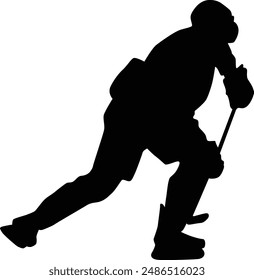 full body ice hockey player silhouette illustration