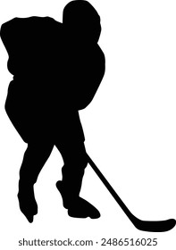 full body ice hockey player silhouette illustration