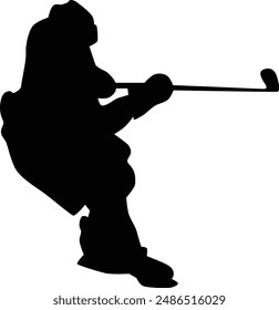 full body ice hockey player silhouette illustration