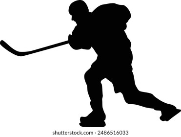 full body ice hockey player silhouette illustration