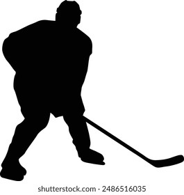 full body ice hockey player silhouette illustration