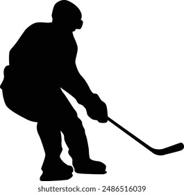 full body ice hockey player silhouette illustration