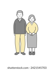 Full body illustration of an elderly couple
