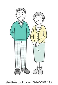 Ilustración de cuerpo completo de una pareja de ancianos de pie lado a lado