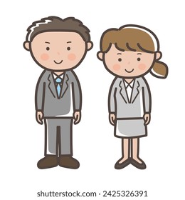 Full body illustration of male and female businessmen